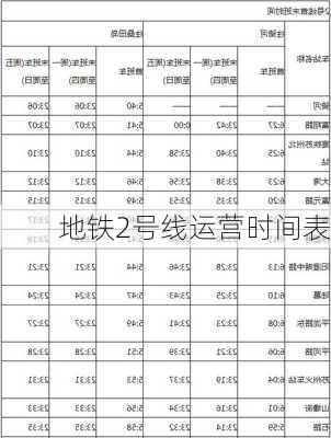 地铁2号线运营时间表