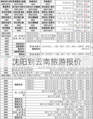 沈阳到云南旅游报价