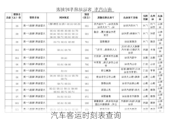 汽车客运时刻表查询