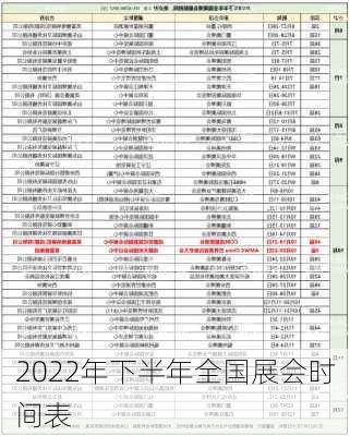 2022年下半年全国展会时间表