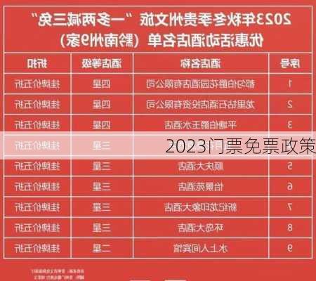 2023门票免票政策