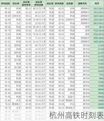 杭州高铁时刻表
