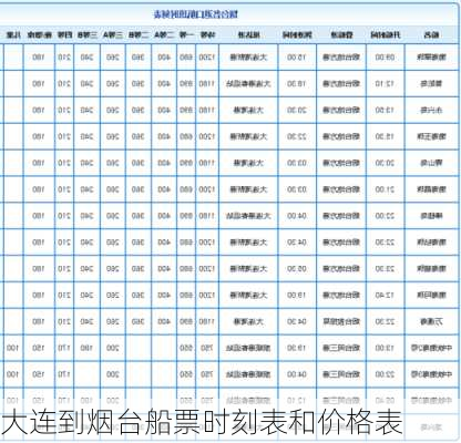 大连到烟台船票时刻表和价格表